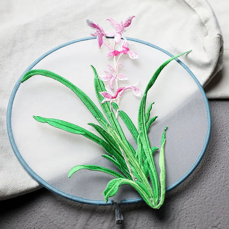 Orchid Flower Iron on Applique Floral Patch DIY Craft 19 X 24.5CM