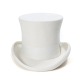18cm Tall White Wool Felt Top Hat Satin Lined