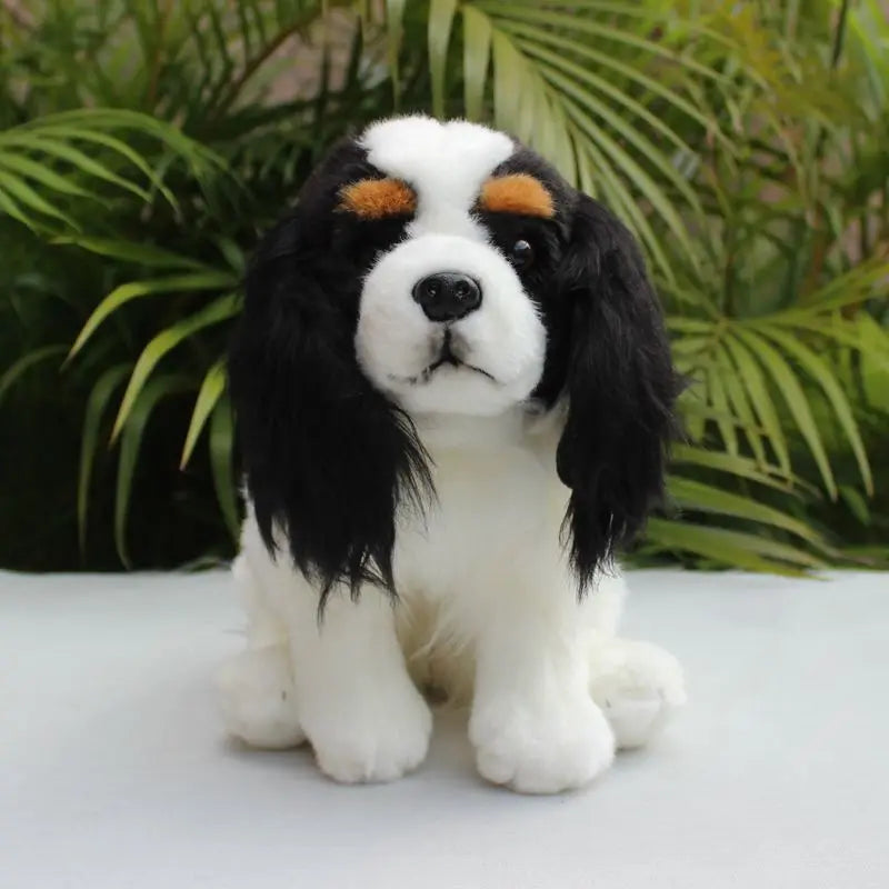 King Charles Spaniel Dog Black White Puppy Plushie Toy