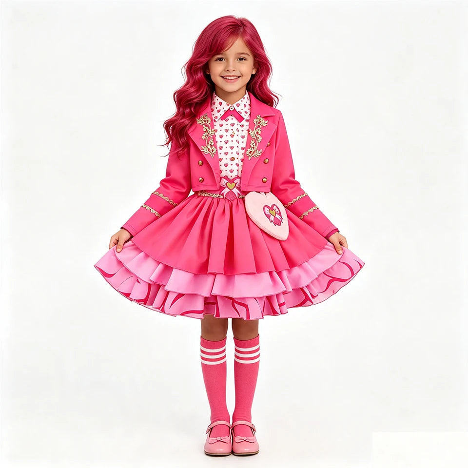 Descendants Cosplay Red Pink Chloe Kids Clothes Halloween Book Week Costumes