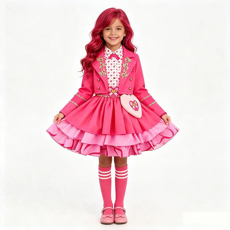 Descendants Cosplay Red Pink Chloe Kids Clothes Halloween Book Week Costumes