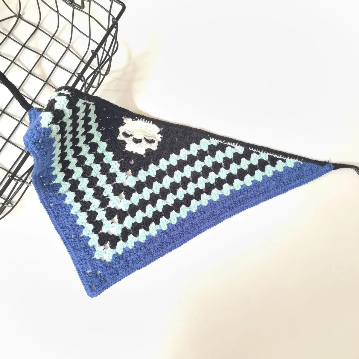 Skulls Bats Spiderwebs Halloween Crochet Headscarves Knitted Cotton Triangle Scarf