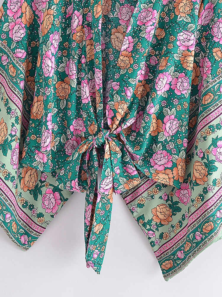 Teal Boho Kimono Wrap Top