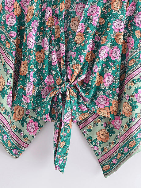 Teal Boho Kimono Wrap Top