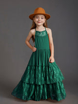 Girls Maxi Lace Chiffon Photoshoot Dresses For 3-15 Years