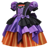 Halloween Bat Cosplay Purple Orange Witch Dress for Girls Children's Costumes
