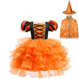Orange Witch Halloween Cosplay Tiered Cake Dress