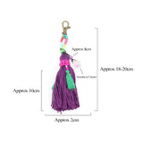 Boho Colourful Crystal and Beading Tassel Keychains Amethysts Purple Crystal Charm Long Tassel Keyrings Hanging Decor