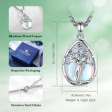 Tree of Life Goddess Moonstone Crystal Stone Pendant Necklace