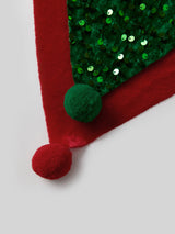 4 Pcs Kids Christmas Costumes Girls Santa's Elf Costume Sequinned Elf Dress Shoes Stockings and Hat