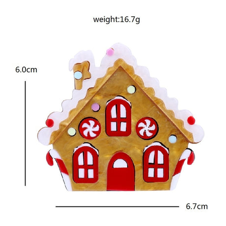 Ginger Bread House Christmas Acrylic Brooch