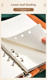 A5 Leather Loose-leaf Binder Notebook with 240 Inner Pages