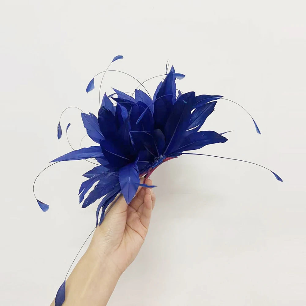 Navy Blue Feather Fascinator Spring Race Season