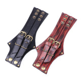 Genuine Leather Men's Wide Leather Wrist Cuff Buckle Bracelet