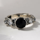 Eternal Night Forest S925 Sterling Silver Ring Agate Zircon