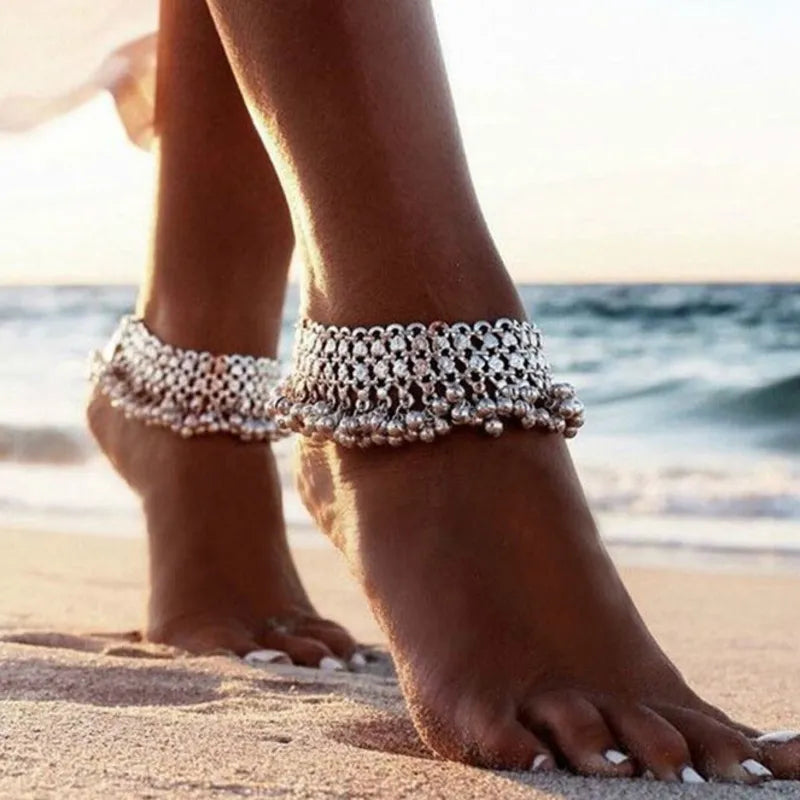 A Pair of Silver Bells Anklet Foot Jewellery