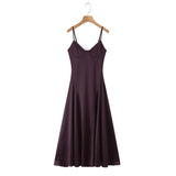 Laced Back Satin Sling Slip Dress Layering Piece