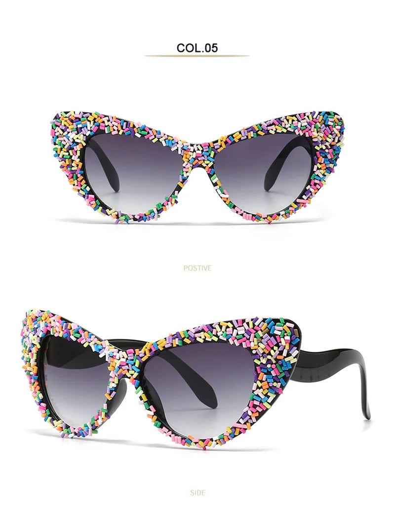Katy's Crystal Rhinestone Cat Eye Sunglasses Funglasses UV400