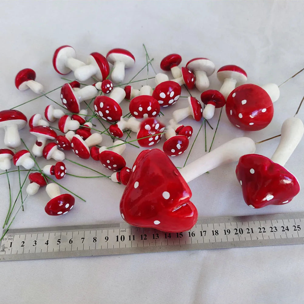 Mushroom Picks 33PCS Miniatures Artificial Foam Resin Fairy Garden Bonsai Pot Plant Decor