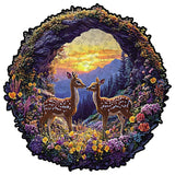 Spring Mountain Deer Unique Shape Wooden Jigsaw Puzzles