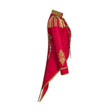 Ringmaster Jacket Regency Queen Red Fringed Military Tuxedo Women Gothic Steampunk Victorian Officer Uniform Coat