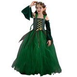 Girls Medieval Elf Cosplay Green Fairy Costume