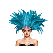 Venetian Carnivale Style Glitter Sequins Feather Crown Costume Headpeice