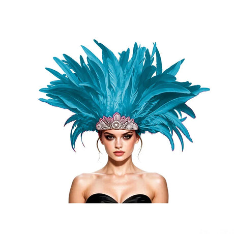 Venetian Carnivale Style Glitter Sequins Feather Crown Costume Headpeice