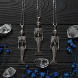 Mermaid Skeleton Halloween Jewellery Necklace, Earrings, Keychain
