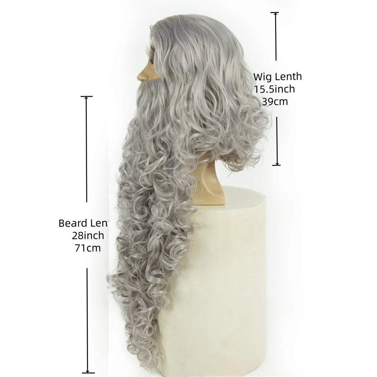 Wizard Santa Claus Long Curly Beard Wigs,Eyebrows Moustache Synthetic Wig Costume Old Men