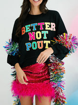 Better Not Pout Sweatshirt Sparkly Rhinestone Christmas Sweater