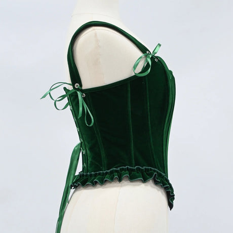 Delphine's Velvet Corset Over Bust Lace Up Boned Bodice 4 Colours
