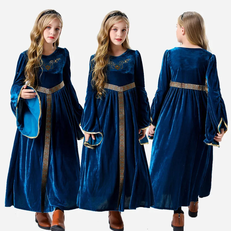 Girls Medieval Court Velvet Gowns Cosplay Costume