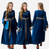 Girls Medieval Court Velvet Gowns Cosplay Costume