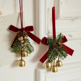 Velvet Bows, Jingle Bells & Pinecones Ornaments Christmas Hanging Decor