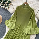 Petal Sleeves Pleated Tassel Dress Eight Colours