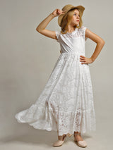 Girls Maxi Lace Chiffon Photoshoot Dresses For 3-15 Years