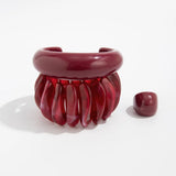 Vintage Style Cherry Red Acrylic Resin Chunky Bangles Bracelet