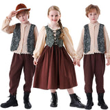 Medieval Peasant Children Cosplay Halloween Stage Performance Costumes