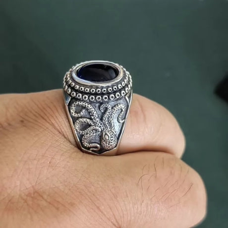 The Kraken of the Depths S925 Sterling Silver Rings Zircon Octopus