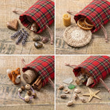 10PCS Linen Christmas Plaid Drawstring Bags Gift Pouches