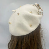Margie's Flower Diamonte Winter Autumn Beret 10 Colours