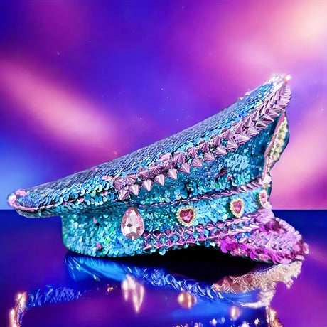 Spectacular Festival Rhinestone Captain Hat Military Cap