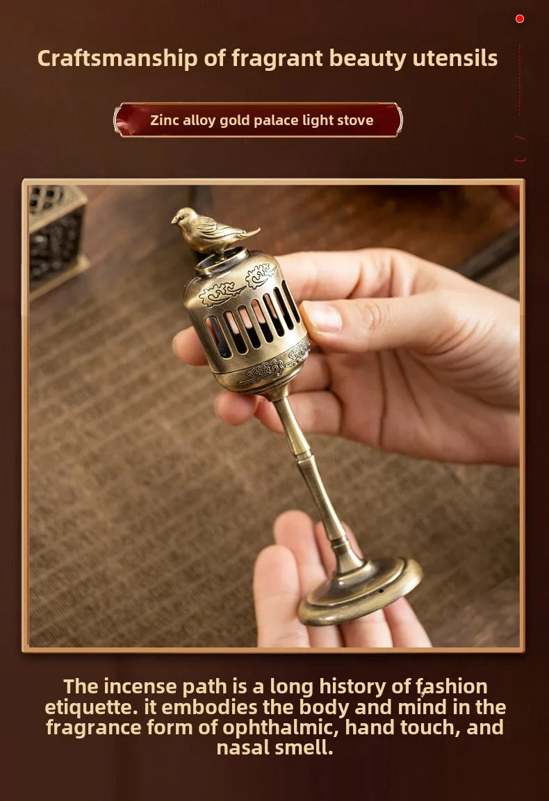 Brass Censer Incense Smoker Holder Bird House Ornaments Home Decor