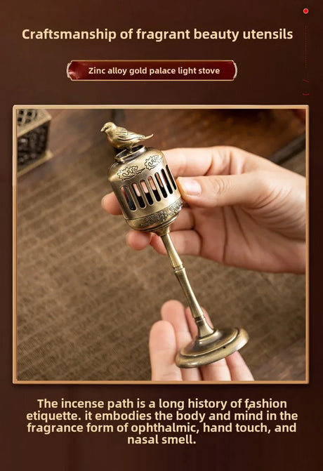 Brass Censer Incense Smoker Holder Bird House Ornaments Home Decor