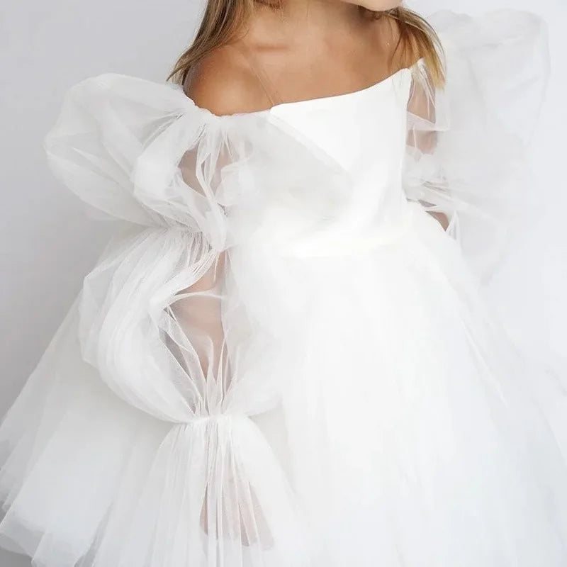 Fashions on The Field Girl Tutu Dress Puff Sleeve Infant Toddler Wedding Party Birthday Dress