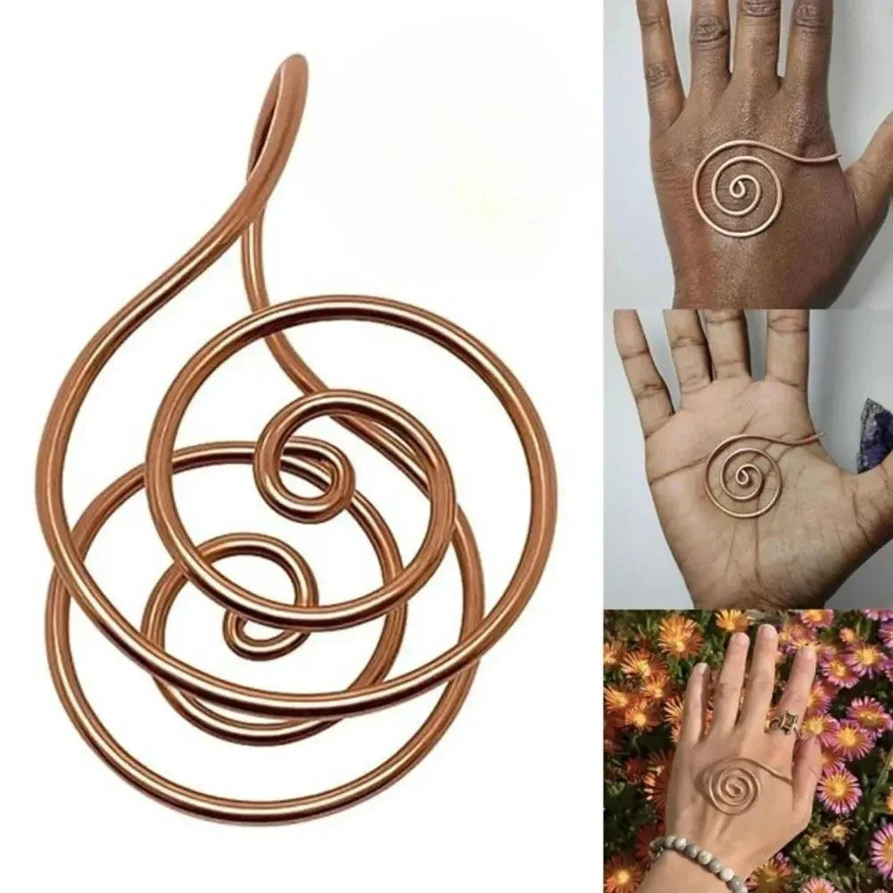 Adjustable Copper Spiral Palm Cuff Handmade Jewellery for Meditation & Energy Healing