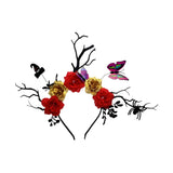 Halloween Headpiece Branches Roses Butterflies Bats Spider