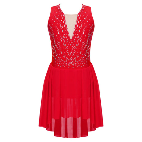 Girls Rhinestone Modern Contemporary Dance Ballet Dress Leotard Costume