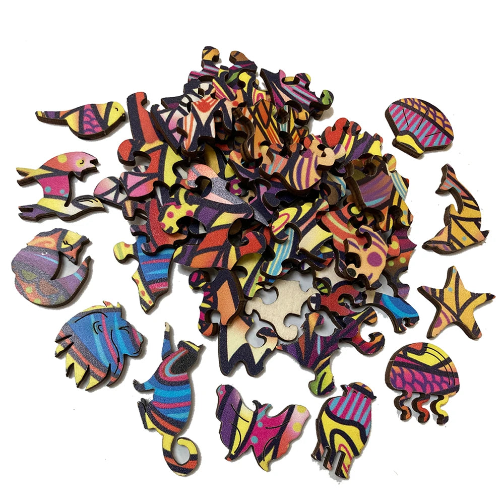 Sunflower Cowboy Hat Wooden Jigsaw Puzzle Irregular Animal Shaped Pieces